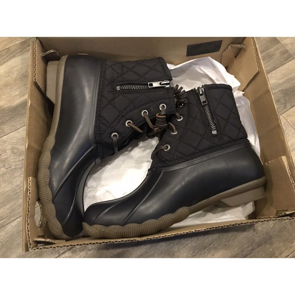 EUC Womens Sperry Black Quilted Duck/Rain Snow Boots Size 6 - Picture 11 of 11